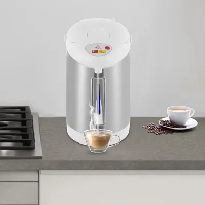 Produktbild von Elektrischer Thermopot - Heißwasserspender/Wasserkocher - 3 l - Edelstahl - 750 W - 220 V - Hellgrau