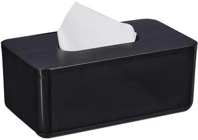Produktbild von Famanu Tissuebox aus Kunststoff und Bambus - Schwarz, ca. 10x23x13 cm