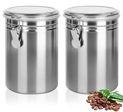 Produktbild von 2 luftdichte Kaffeedosen aus Edelstahl – 1,8 Liter Kaffeeb Behälter