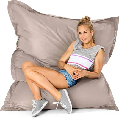 Produktbild von Green Bean® Indoor Sitzsack "Square" 140x180cm mit 380 Liter EPS Perlen Füllung - für Kinder & Erwachsene - Dunkelbeige