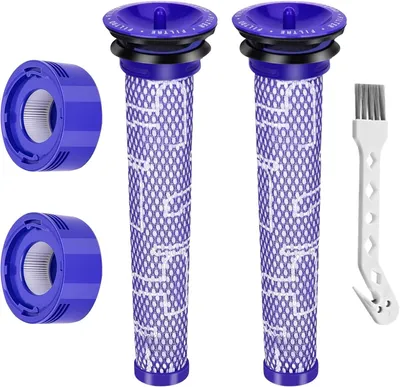 Produktbild von 4 Stück V8 Filter für Dyson, Ersatzfilter Kit für Dyson V7 V8 Animal Absolute Motorhead Cordless Staubsauger with 2 HEPA-Nachfilter, 2 Vorfilter, 1 Bürste, Ersatzteile Zubehor # 965661-01 & 96747801