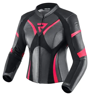 Produktbild von Rebelhorn Rebel Damen Motorrad Lederjacke, schwarz/rosa, 40