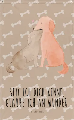 Produktbild von Mr. & Mrs. Panda Wandtuch Hunde Liebe - Hundeglück - Geschenk, Bildteppich, Hängedeko, Boho Wandteppich, Sprüche, Herz, Vertrauen, Glaube, Wandbild, Hund, Optimitisch