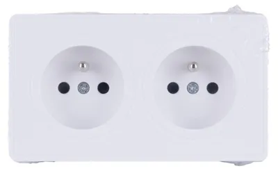 Image de Prise double 2P + T 16A, encastrable, Vulco, blanche, Zenitech