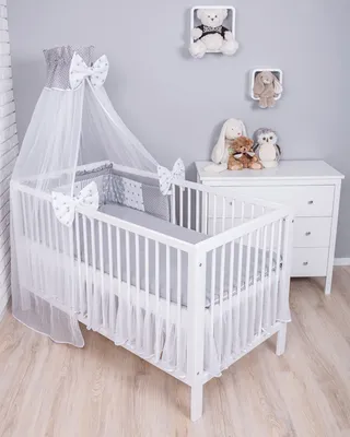 Produktbild von Amilian Babybettwäsche Set 7-teilig – Bettwäsche 100x135 cm, Kissen 40x60, Himmel, Nestchen – für Babybett/Gitterbett – Komplettset für Neugeborene