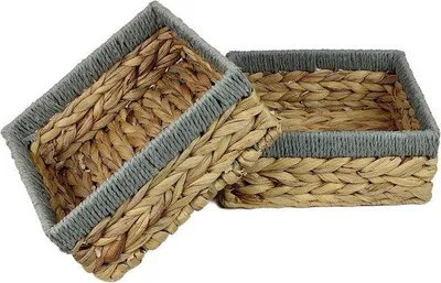 Produktbild von Famanu Aufbewahrungskorb Wasserhyazinthe - Handgefertigte, dekorative Körbe - Grau - 2er Set