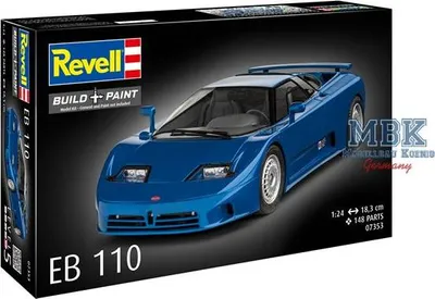 Produktbild von Revell Modellbau, EB110, Bausatz, Maßstab 1:24, 140 Teile, Bastelset ab 12 Jahren, Detailgetreues Modell, Sportwagen, ohne Zubehör