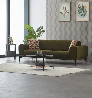 Produktbild von Polstersofa Dreisitzer Sofa 3 Sitzer Stoffsofa Couch Grün Luxus Sofas