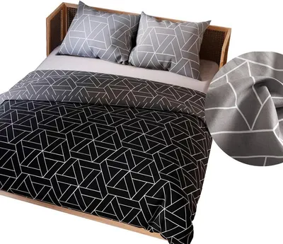 Zdjęcie produktu dla Pościel z satyny bawełnianej 200x220 Zefira szaro-czarna