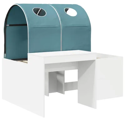 Produktbild von vidaXL Bett mit Tunnel 3 Stk. Weiß und Hellblau Holzwerkstoff