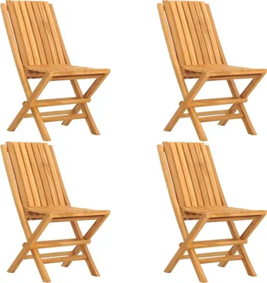 Produktbild von vidaXL Klappstühle, 4 Stück, 47 x 47 x 89 cm, Massivholz Teak