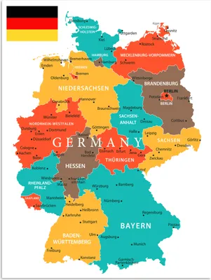 Produktbild von MuchoWow® Poster Bunte Deutschlandkarte 60x80 cm - Schlafzimmer Dekoration