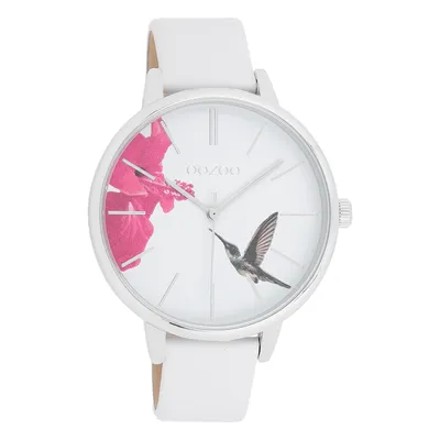 Produktbild von Oozoo Damen Lederarmband Uhr Timepieces weiß Analog Quarzuhr UOC11066