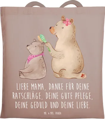 Produktbild von Mr. & Mrs. Panda Uni Tasche Bär Kind - Braun Pastell - Geschenk, Mama, Schultasche, Shopping, Muttertag, Bären, Beutel, Jutebeutel, Tote Bag