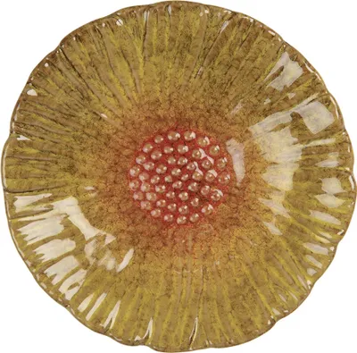 Immagine prodotto di Clayre & Eef Decorazione Ciotola Fiore Ø 14x3 cm Vetroceramica gialla