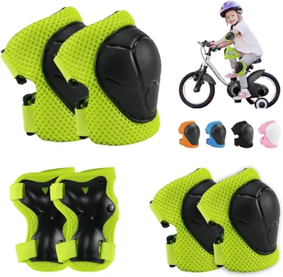 Imagen del producto de Equipo de protección de 6 piezas, color verde, para niños, ideal para protegerse al patinar