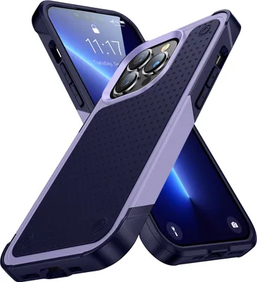 Produktbild von Für iPhone 13 Pro Max Hülle Militärqualität Stoßfest Hybrid 2 in 1 Hart PC Weich TPU Handyhülle Lila Blau