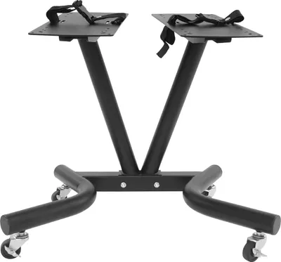 Image de Support pour haltères en V - Support pour haltères courts - Capacité de charge : 50 kg par tablette - Pour la musculation à domicile et en salle de sport - Dimensions : 67 × 46 × 54 cm