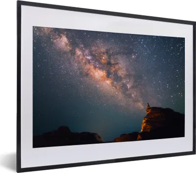 Produktbild von MuchoWow® MuchoWow® Gerahmtes Poster Milchstraße über einer Berglandschaft 40x30 cm - Poster mit zchwarzem Bilderrahmen - Bilderrahmen - Poster im Rahmen