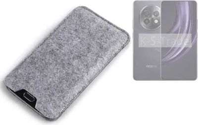 Produktbild von K-S-Trade Filz Handyhülle kompatibel mit Realme 13 5G Schutzhülle Filztasche Filz Tasche Case Sleeve Handy Hülle Filzhülle grau