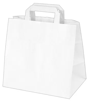 Produktbild von 50x Papiertragetaschen 33 x 32 x 21 cm mit EAN-Code weiss