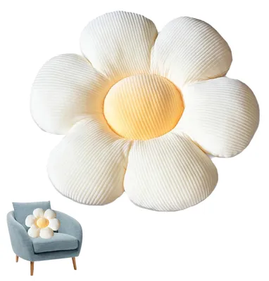 Produktbild von Bodenkissen, blumenförmiger Plüsch, 40 cm (weiß & gelb)