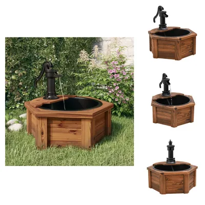 Immagine prodotto di vidaXL Fontana da giardino con pompa 57x57x53 cm in legno massiccio di abete - Fontane e cascate