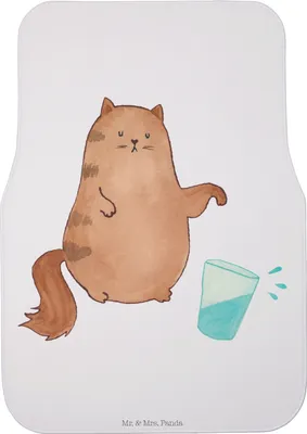 Produktbild von Mr. & Mrs. Panda Fußmatte Fürs Auto Katze Wasserglas - Weiß - Geschenk, Autoteppich, Wasser, Automatte, Fahrzeugteppich, Cat, Katzen, Cats