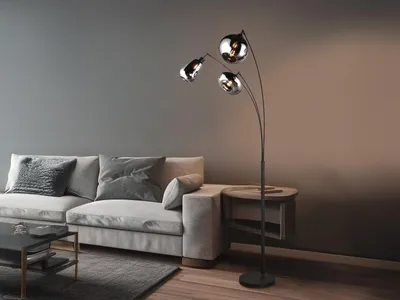 Produktbild von Trio Lumina Stehleuchte Metall/Glas Schwarz matt/Chrom 3 Fassungen