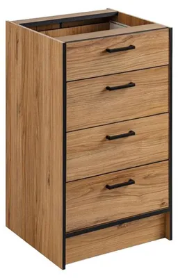 Image de Meuble bas de cuisine avec quatre tiroirs "Carballo" - Naturel/Noir - L 40 cm