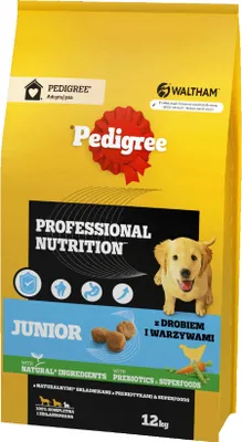 Produktbild von Pedigree Professional Nutrition Junior mit Geflügel & Gemüse 12 kg Trockenfutter für Welpen & Junghunde