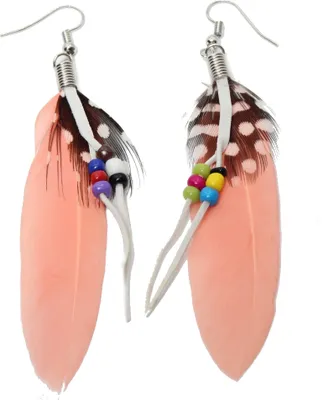 Produktbild von 1 Paar Feder Ohrringe pailletten Boho Rosa
