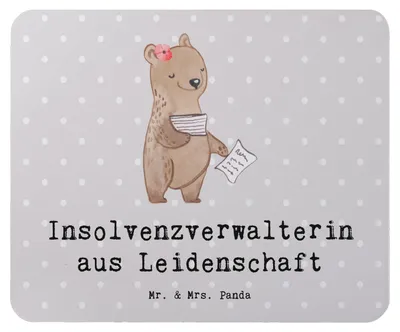 Produktbild von Mr. & Mrs. Panda Mouse Pad Insolvenzverwalterin Leidenschaft - Grau Pastell - Geschenk, mauspad laptop, mousematte, mousepad