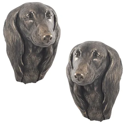 Produktbild von Art-Dog Wandbüste Langhaardackel – Bronzepulver-Harz-Guss