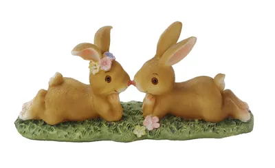 Produktbild von Deko Hasen Paar Hase Kind Oster Tier Garten Osterhase Skulptur Figur Ei Osterei