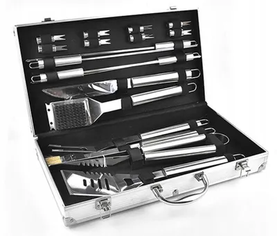Produktbild von Grillbesteck-Set Lehmann, 26-teilig, im Aluminiumkoffer