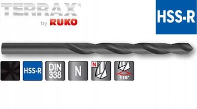 Image de RUKO TERRAX, foret hélicoïdal en acier HSS-R, diamètre 9,5 mm