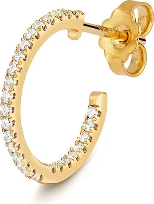 Produktbild von Funkelndes Feuer Wunderschöne 18 Karat (750) Gold Diamant Paar Creolen Brillant-Schliff 0.24 Karat H - SI2 - 12mm; TRS3542518KY