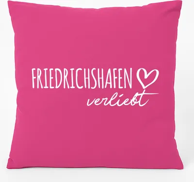 Produktbild von Huuraa Kissen Friedrichshafen verliebt 40x40cm mit Füllung Fuchsia Baumwolle Dekokissen Geschenkidee