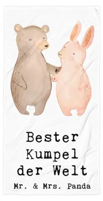 Produktbild von Mr. & Mrs. Panda Strandtuch Hase Bester Kumpel der Welt - Weiß - Geschenk, Kollege, Großes Badehandtuch, Best Friends, Handtuch, Frottee-Handtuch, Buddy, Geschenkidee