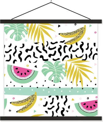 Produktbild von MuchoWow® Textilposter Sommer - Obst - Muster 40x40 cm mit schwarzem Rahmen - Fotos