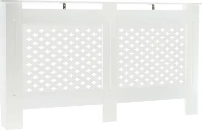 Zdjęcie produktu dla Osłona grzejnika Toboli biała 152 x 19 x 82 cm, osłona grzejnika wykonana z MDF, drewniana osłona grzejnika, stylowa osłona grzejnika