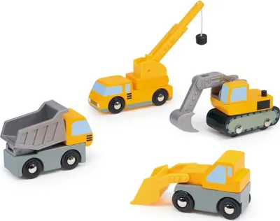 Produktbild von Mentari Holz-Baustellenfahrzeuge Spielset - 4 Stück