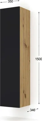 A product image showing a tall, narrow cabinet with dimensions indicated by numbers.