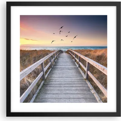 Produktbild von Gerahmtes Poster - Schwarzer Rahmen - Eintrag auf der Strand - 40x40 cm - Wand Bild - Wanddeko - Wandbilder - Kunstposter - Wandposter - Bilderrahmen - Bilder - Kunstdruck - P2BAC40x40-4647