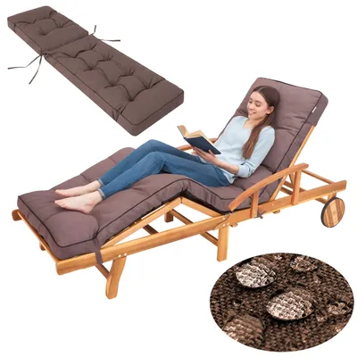 Image de Hobbygarden Chaise longue Coussin pour Deckchair Coussin pour chaise longue - Coussin Hugo 201 x 55 x 8 cm, Marron