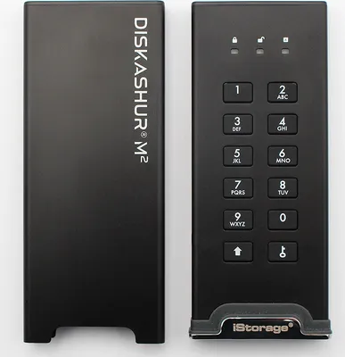 Produktbild von iStorage diskAshur M.2 500GB externe SSD Festplatte, USB-A 3.0 (IS-DAM2-256-500)