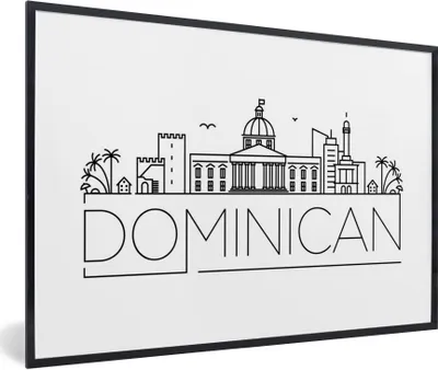 Produktbild von MuchoWow® MuchoWow® Gerahmtes Poster Skyline "Dominikanische Republik" auf weißem Hintergrund 60x40 cm - Poster mit zchwarzem Bilderrahmen - Printing - Wanddeko Schlafzimmer