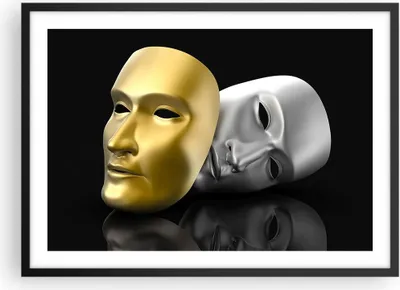 Produktbild von Gerahmtes Poster - Schwarzer Rahmen - Maske Theater Bühne Schauspieler - 70x50 cm - Wand Bild - Wanddeko - Wandbilder - Wandposter - Bilderrahmen - Bilder - Kunstdruck - Wandbild - P2BAA70x50-2432
