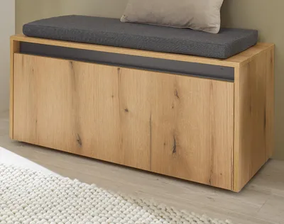 Produktbild von Garderobe Sitzbank "Center" in Evoke Eiche und grau Garderobenbank 100 cm